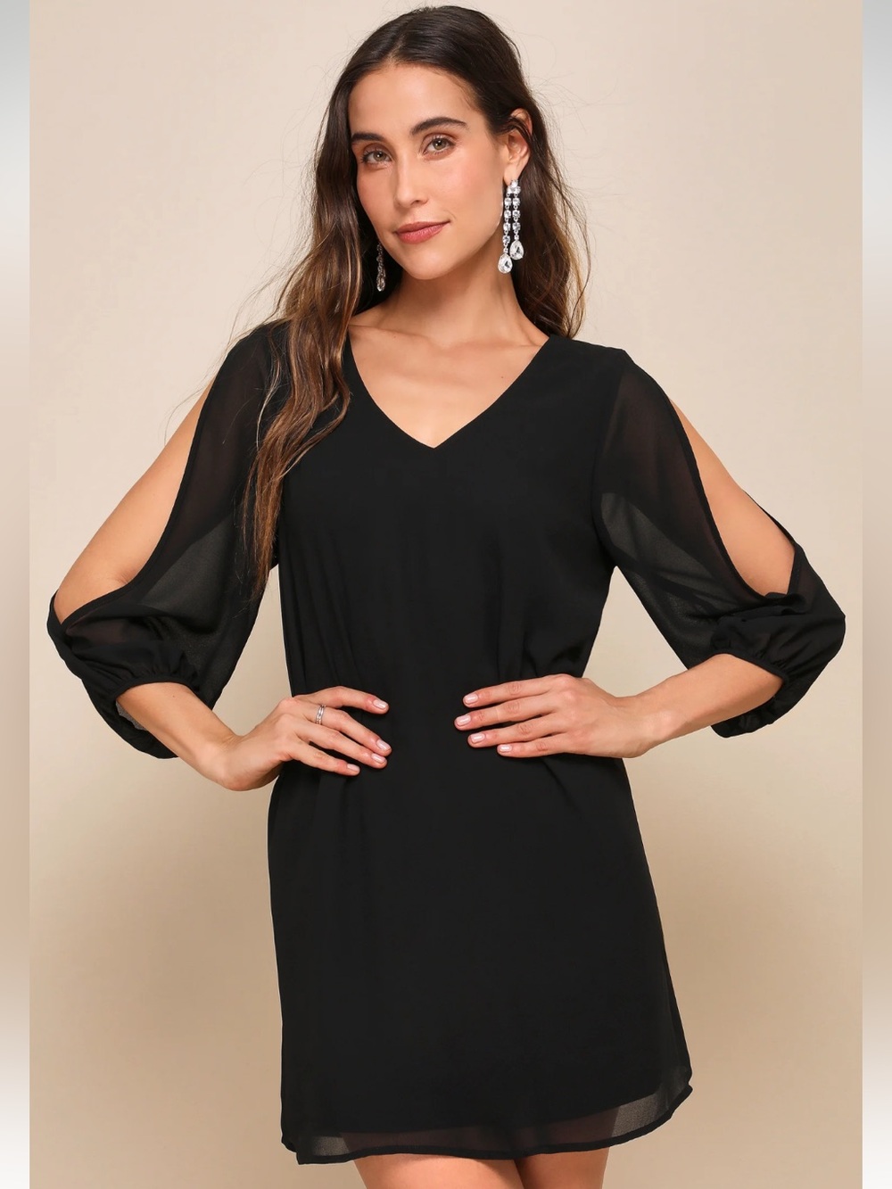 NWT Lulu's Black V-Neck Dress with Branded Tag